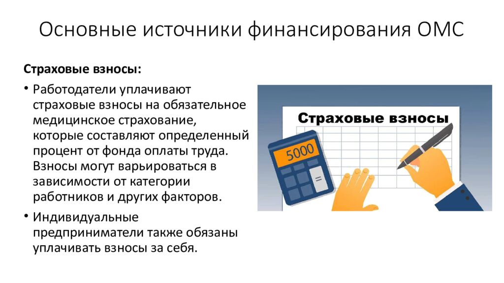 Основные источники финансирования ОМС