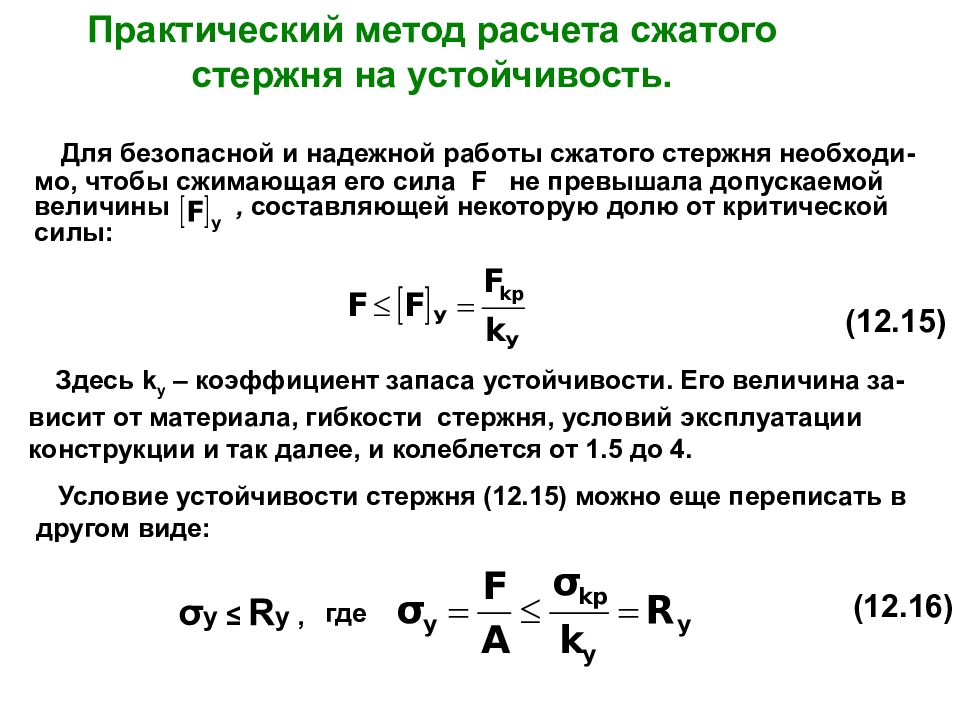 Сжатие стержня