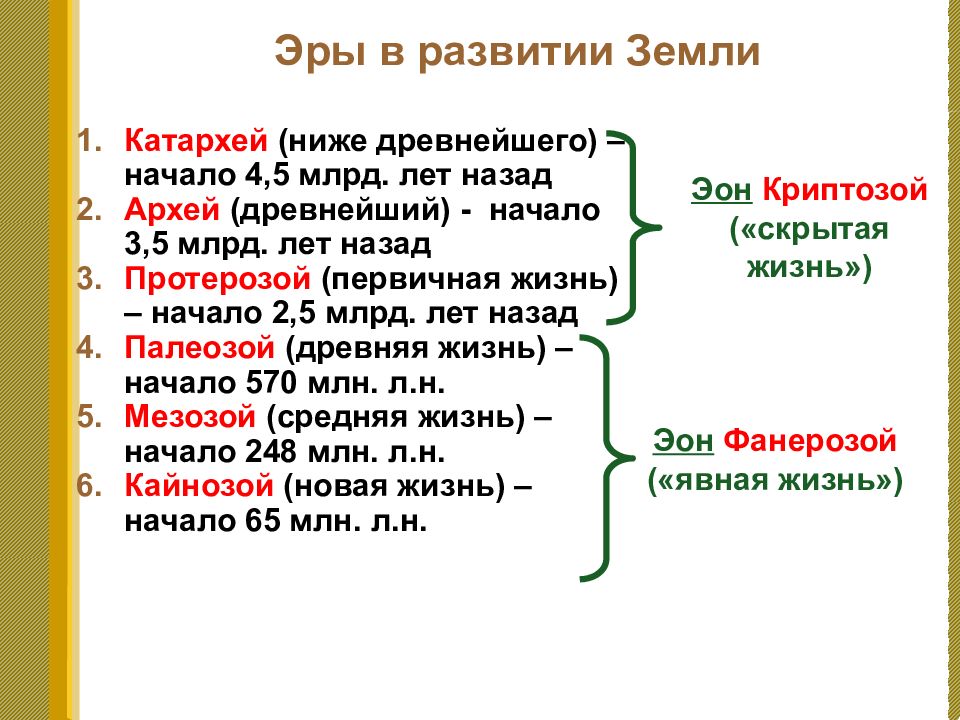 Этапы эволюции земли презентация