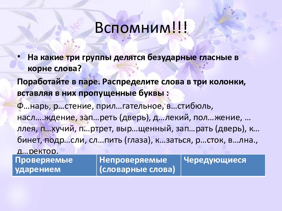 Презентация буквы е и в корнях с чередованием 5 класс ладыженская