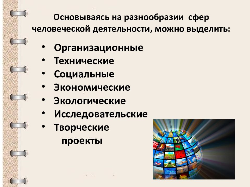 Виды проектов исследовательский творческий ролевой информационный творческий представлены автором