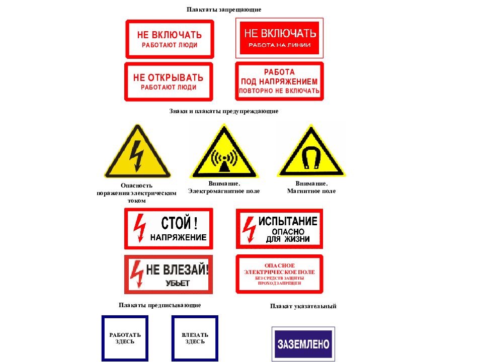 Знаки электробезопасности по охране труда в картинках