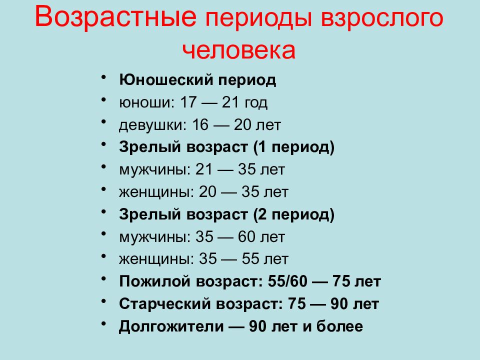 В схеме возрастной периодизации онтогенеза человека принятой в 1965 году на всесоюзной