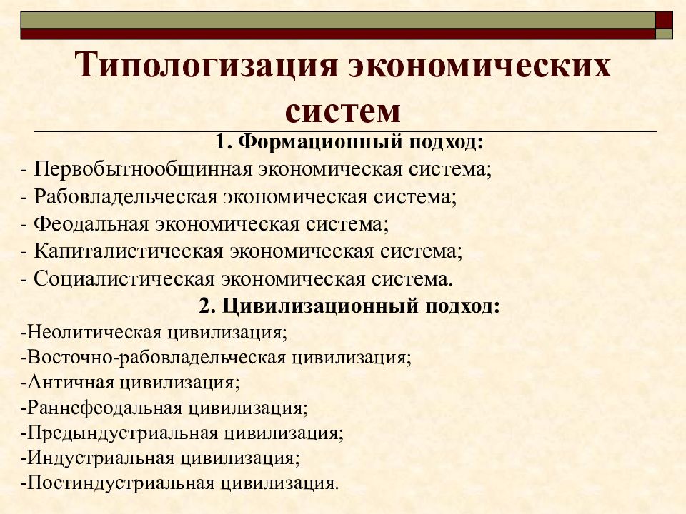 Типы экономических систем картинки