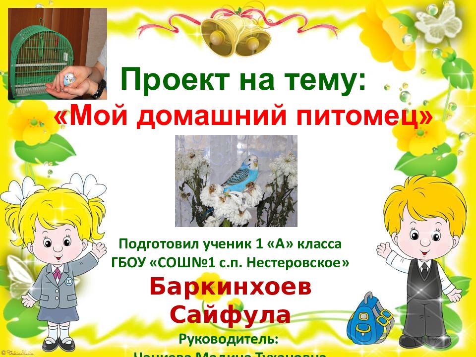 Проект на тему : «Мой домашний питомец» Подготовил ученик 1 «А» класса ГБОУ «