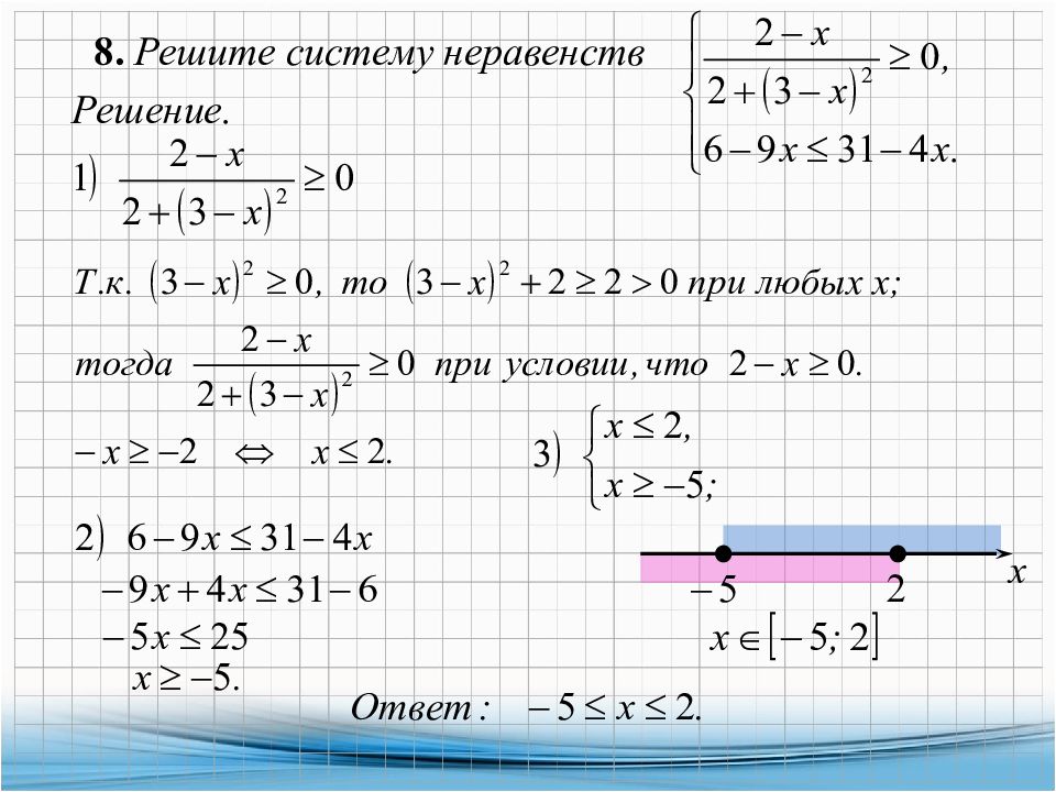 Решение систем неравенств презентация