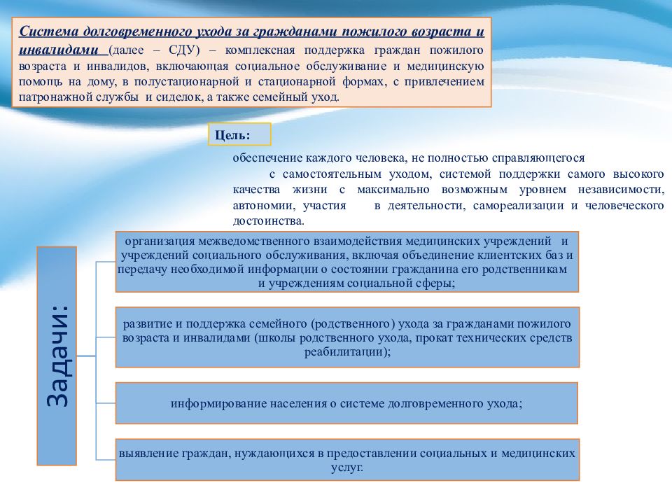 Долговременный уход за гражданами пожилого возраста и инвалидами пилотный проект