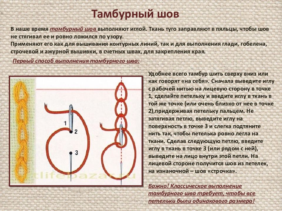 Как делать тамбурный шов