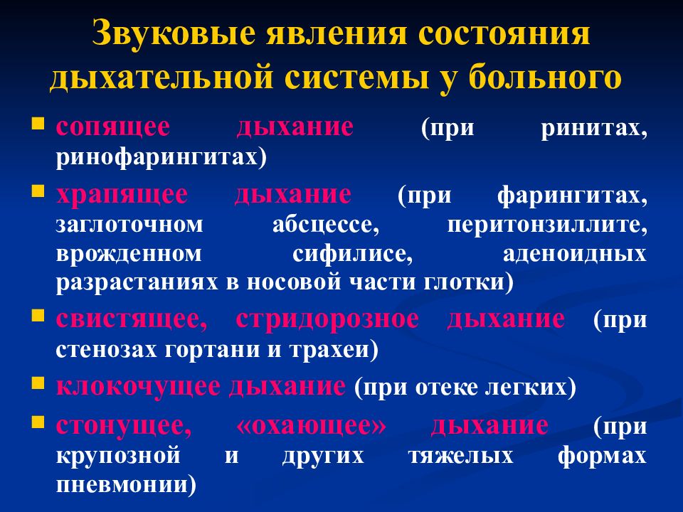 состояния дыхательной системы