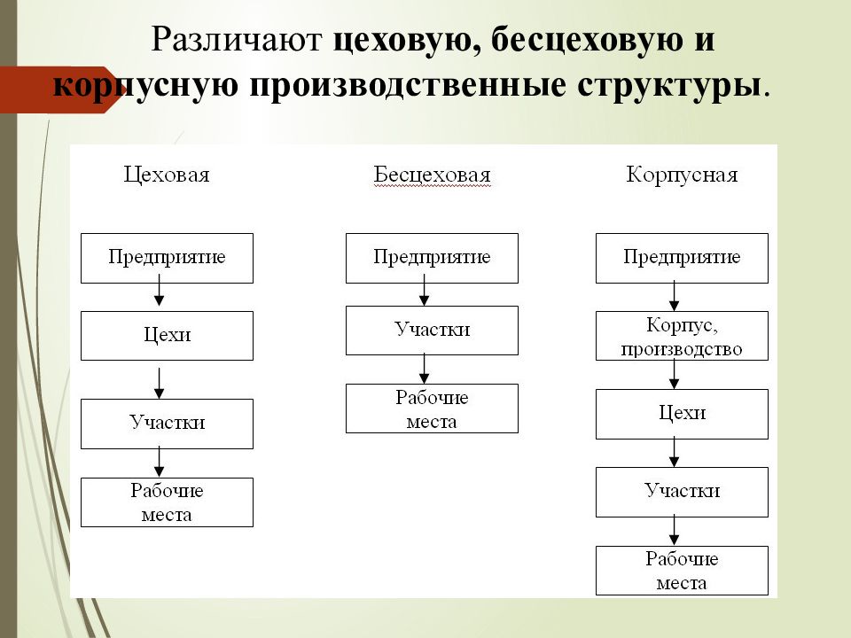 Схема структуры производства предприятия общественного питания