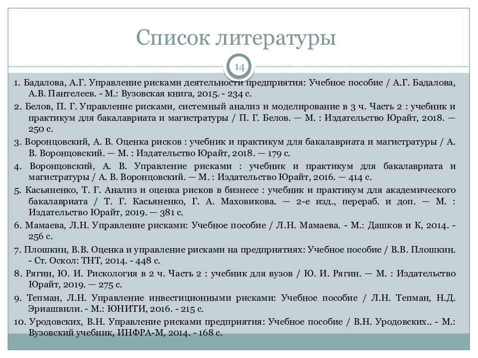 список литературы по проекту. управление рисками список литературы. управление рисками список литературы. технический риск. управление рисками список литературы.