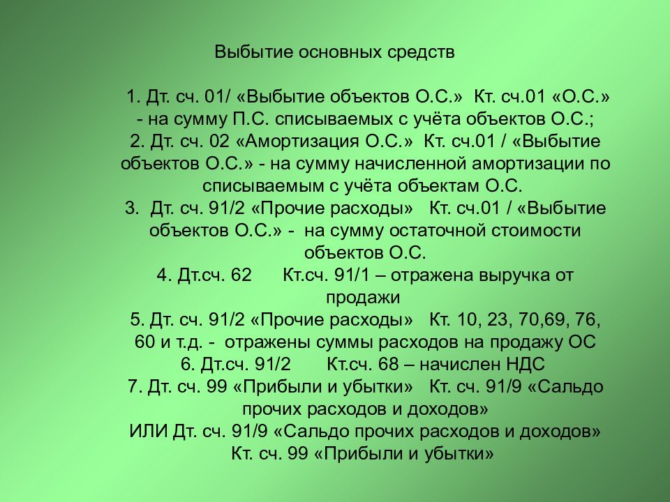 Выбытие основных средств презентация