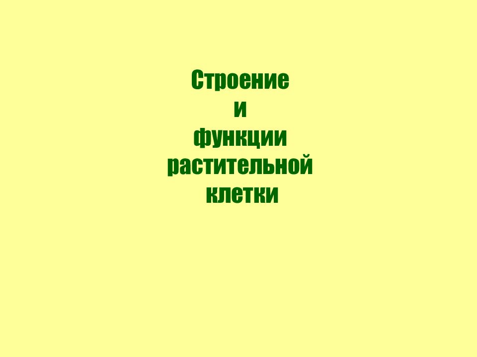 Строение и функции растительной клетки