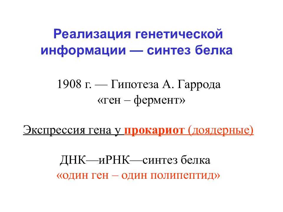 Схема реализации генетической информации