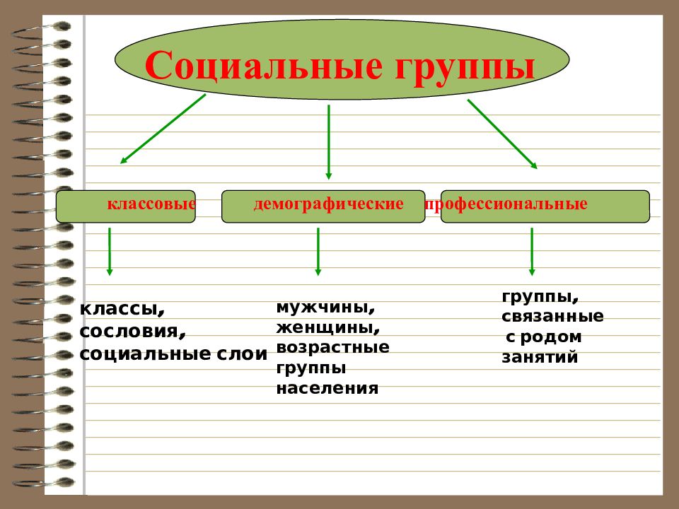 Демографические социальные группы план