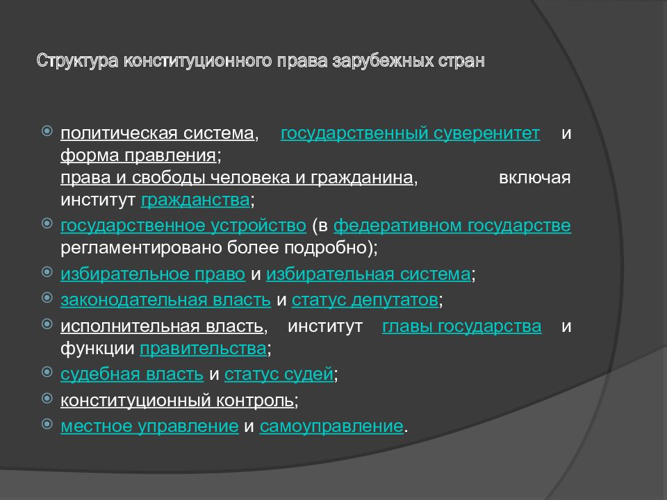 Конституционное право зарубежных стран презентация