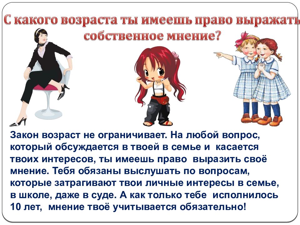 Законы возраста. Ты имеешь право. Доклад про права в семье. Право выражать свое мнение символы. Каждый имеет право быть выслушанным.