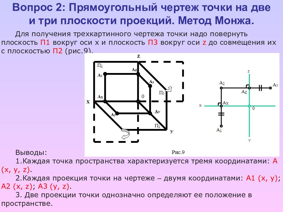 Проекции точки на двух плоскостях