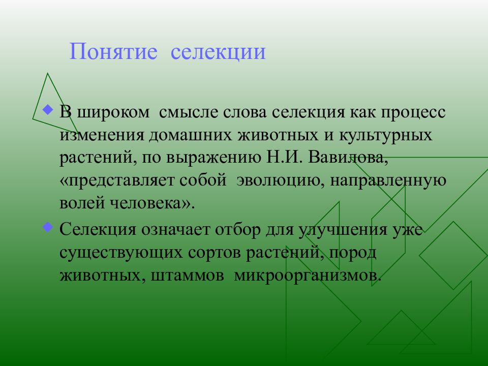 Презентация на тему основы селекции