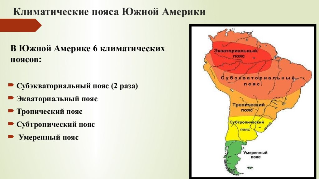 Географические пояса южной америки