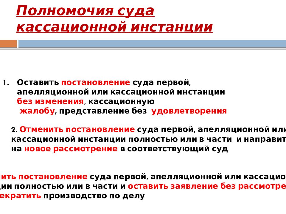 Производство в суде кассационной инстанции презентация