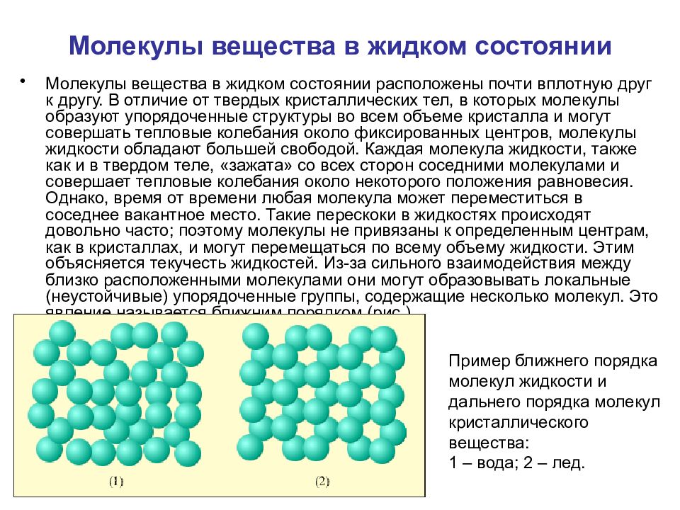 Молекулярная химия 10 класс. Молекулярная физика жидкости твёрдые тела. Молекулы веществ. Жидкое состояние вещества. Молекулы в жидком состоянии.