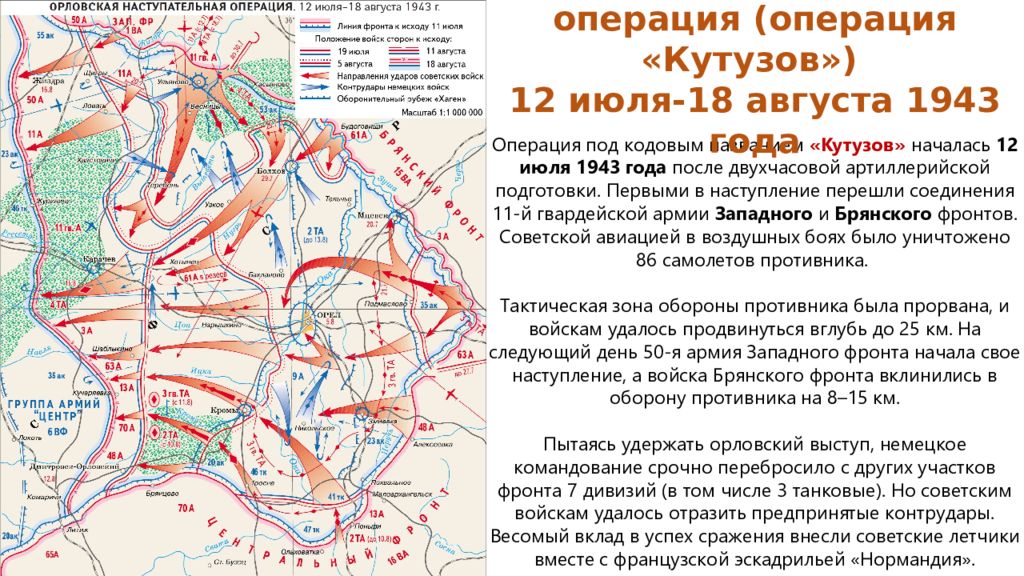 Орловская стратегическая наступательная операция кутузов карта