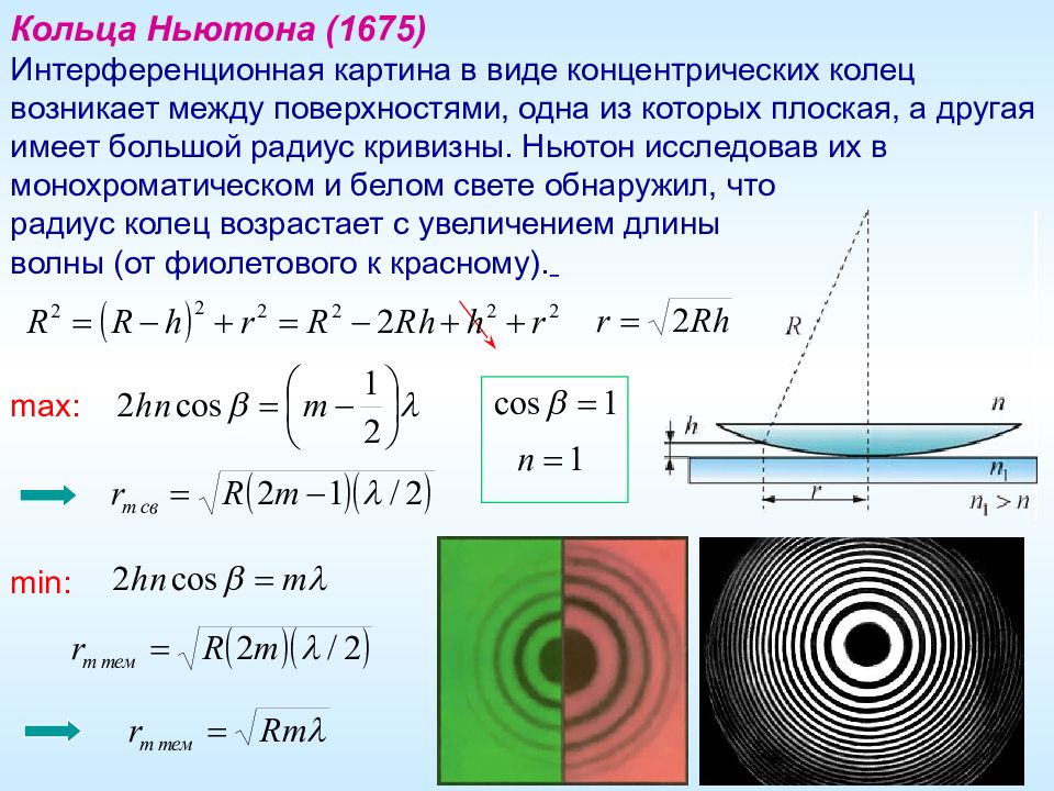 Кольцо наблюдения. Радиусы темных интерференционных колец Ньютона. Кольца Ньютона радиус светлого кольца. Радиус темных колец Ньютона формула. Интерференционная картина кольца Ньютона.