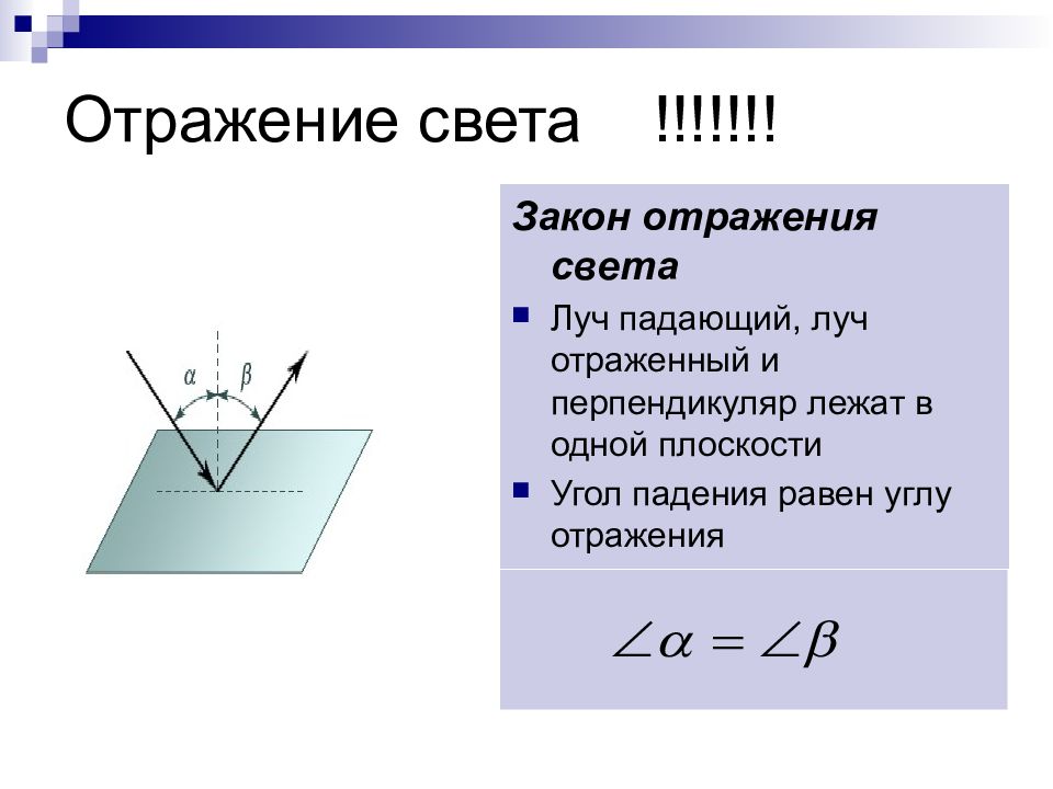 Отражение света закон отражения света плоское зеркало 8 класс презентация