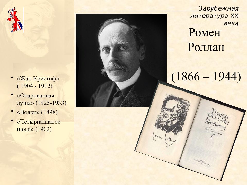 Тема зарубежная литература. Зарубежная литература 20 века. Жан Кристоф Ромена Роллана презентация.