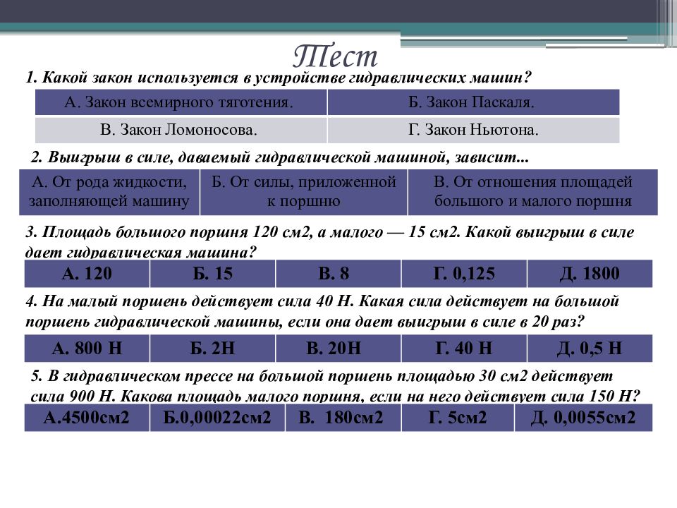 Зависит 3. Какой закон используется в устройстве гидравлических машин. Какой закон используют в устройстве гидравлических. Какой закон используется в устройстве гидравлического пресса. Выигрыш в силе даваемый гидравлической машиной зависит.