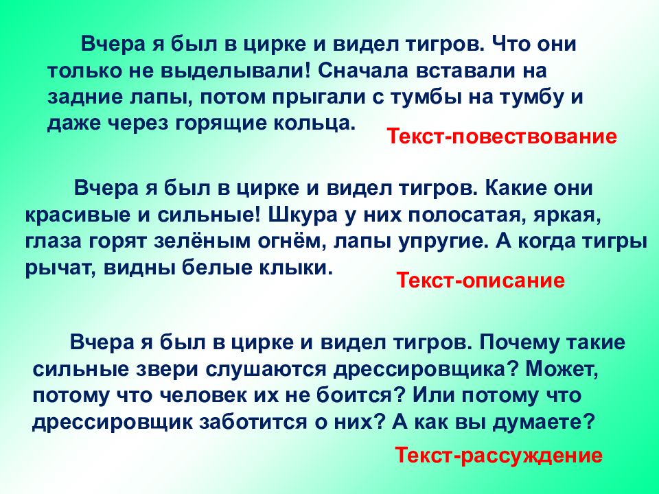 Типы текстов 4 класс русский язык презентация