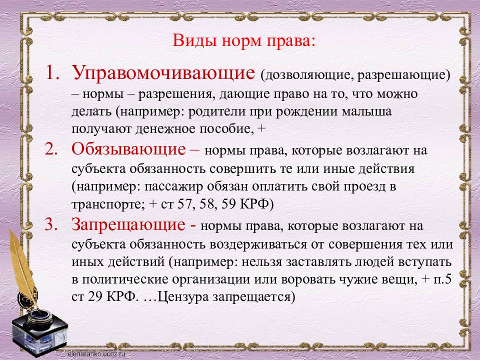 Запишите слово пропущенное в схеме уполномочивающие обязывающие запрещающие