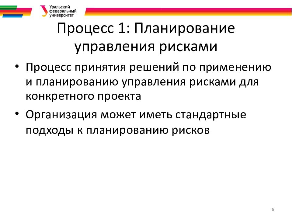 Процесс принятия решений по применению и планированию управления рисками для конкретного проекта