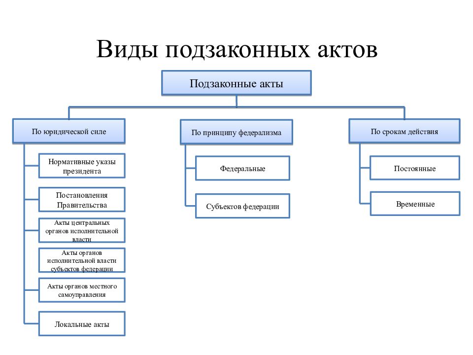 Подзаконные нормативные акты презентация