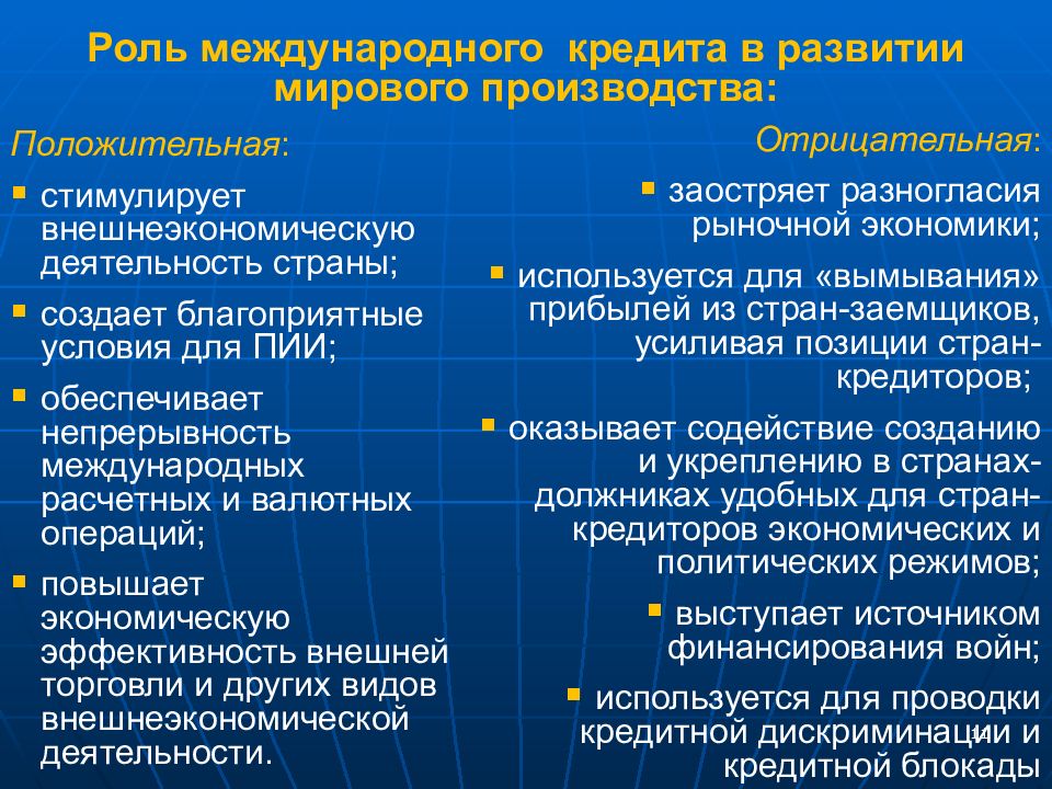 Роль международной экономики. Роль международного кредита. Сущность международного кредита. Назначение международного кредита для экономики страны. Роль международного кредита в экономике.