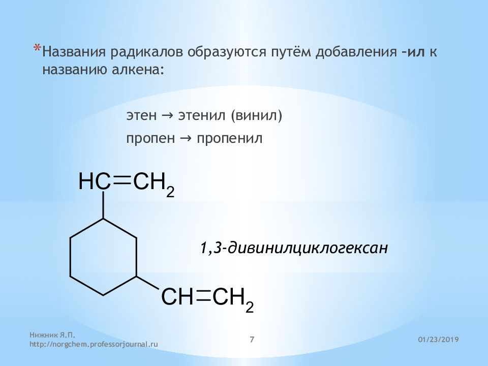 Путем добавления. Названия радикалов. Название радикалов в органической химии. Непредельные радикалы в органической химии. Радикал пропена.