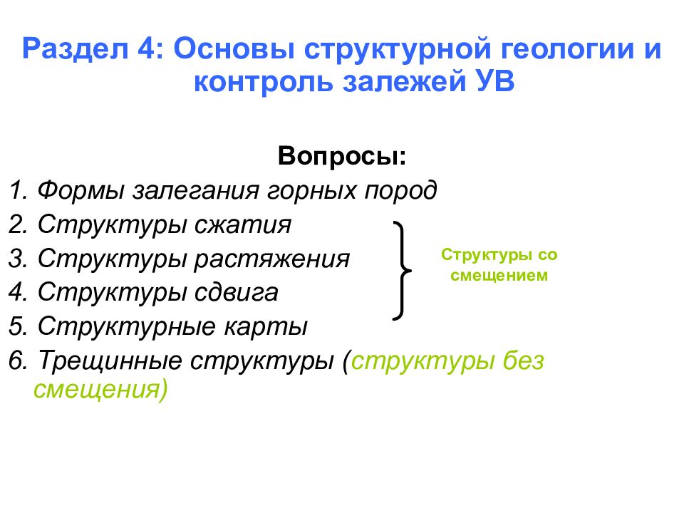 Раздел 4: Основы структурной геологии и контроль залежей УВ Вопросы: 1. Формы
