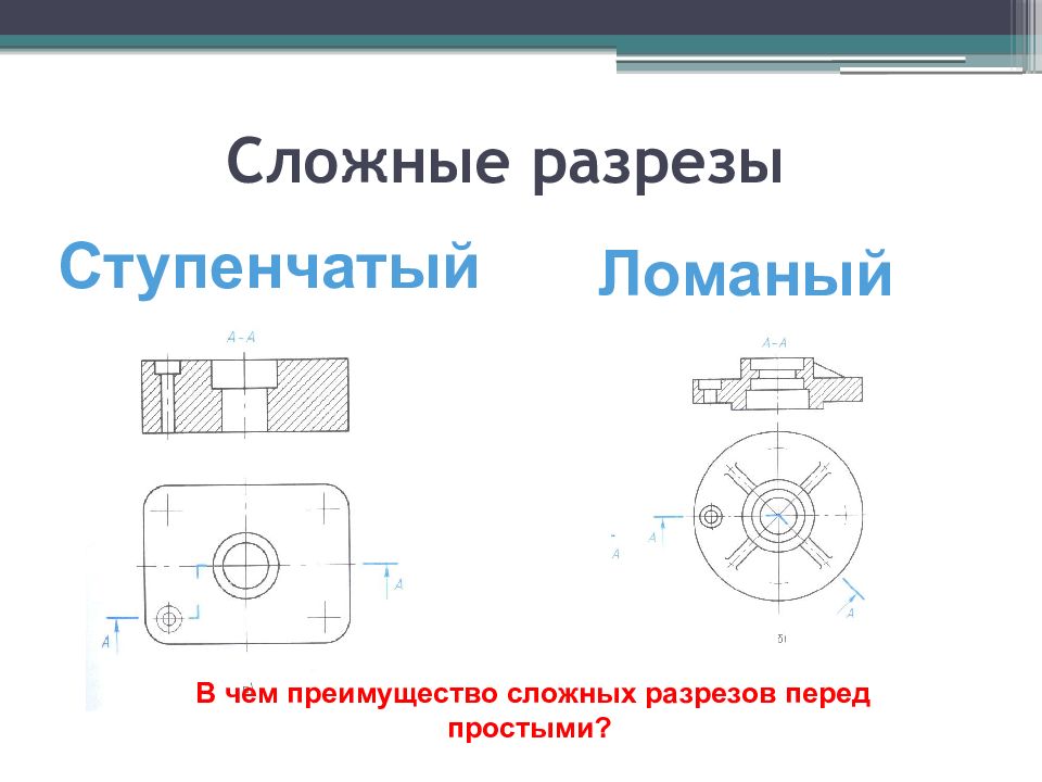 Ломаный и ступенчатый разрез на чертеже