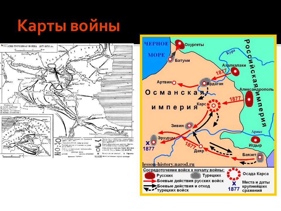 Русско турецкая война 1877 1878 карта боевых действий