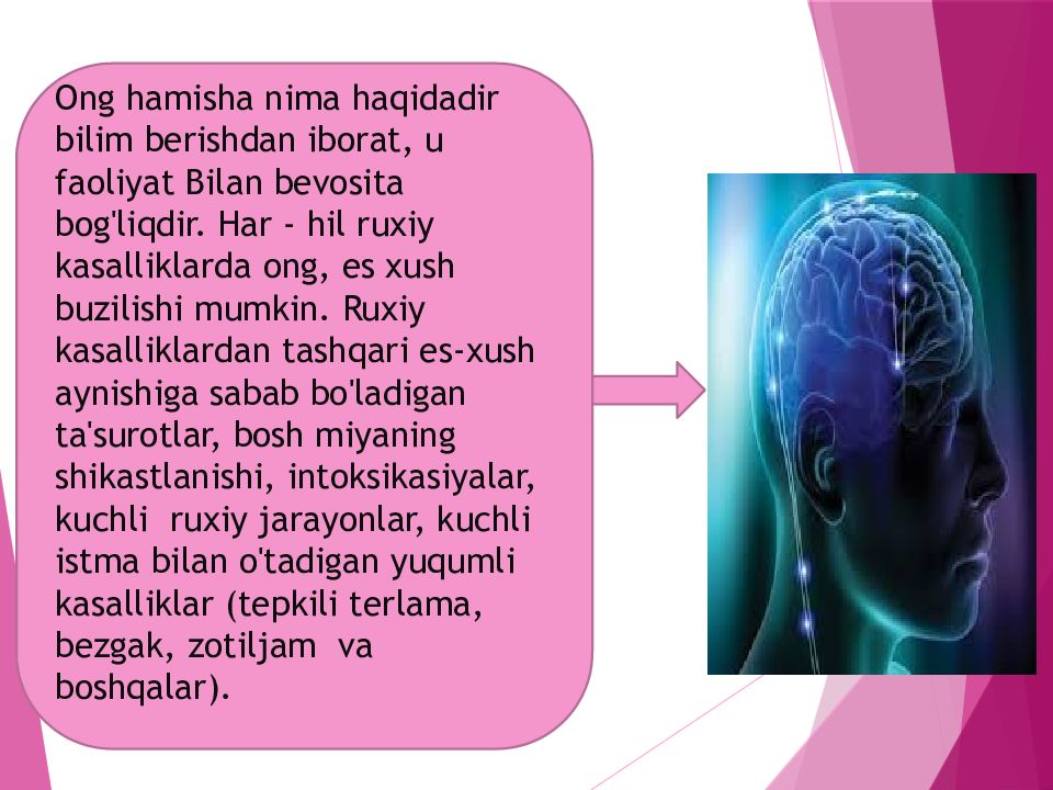 Ong haqida xozirgi zamon tasavurlari Ong haqida xozirgi zamon tasavurlari