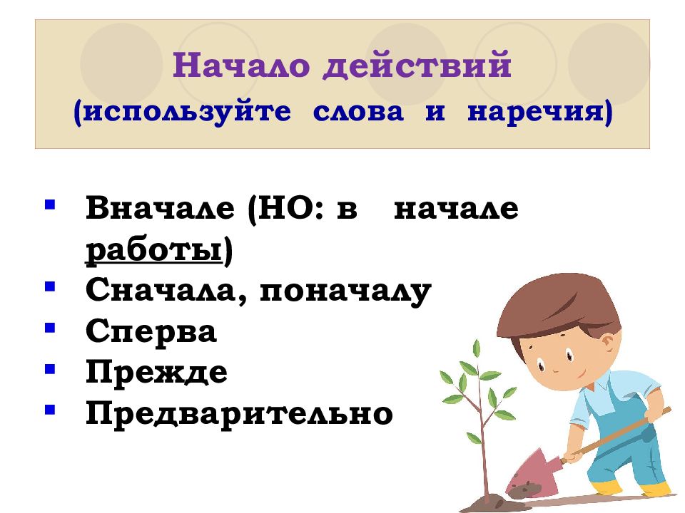 Как можно описать действие. Наречия для описания действий. Описание действий. Начало действия. Наречия для описания последовательности действий.