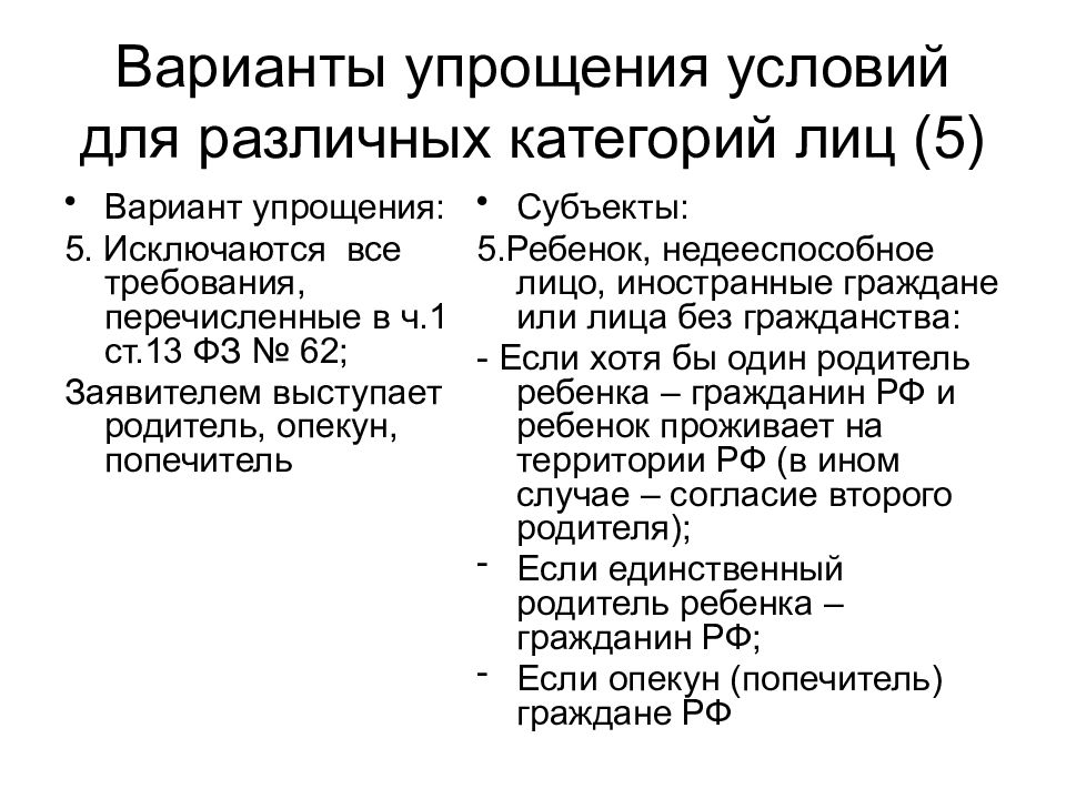 Нижеперечисленные граждане. Правовой статус Испании. Упрощенный вариант редакционной политики. 4 Категории лиц.