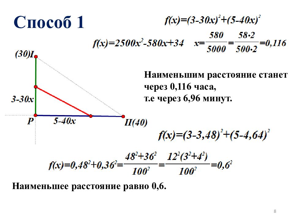 Наименьшее расстояние. Расстояние равно. Задачи найти наименьшее расстояние.