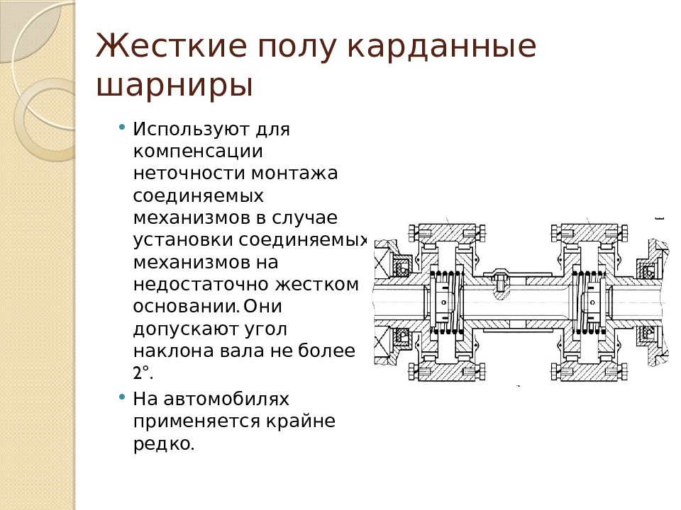 Классификация карданных передач и шарниров