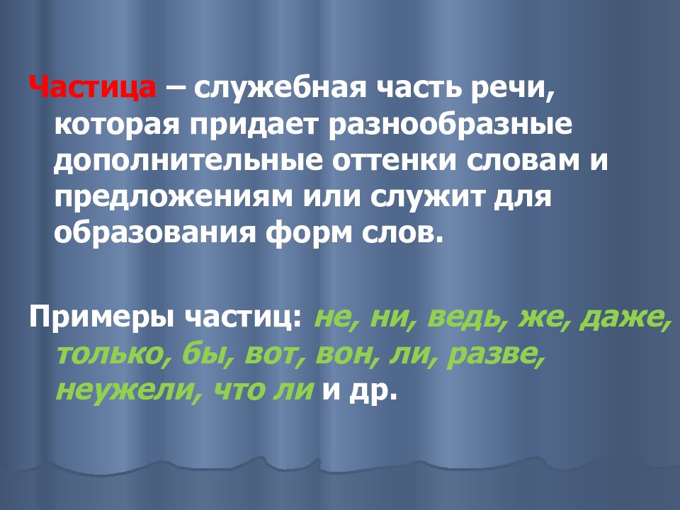 Урок по теме частица как часть речи 7 класс с презентацией