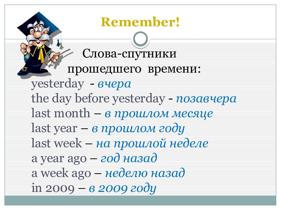 Презентация по теме паст симпл 4 класс