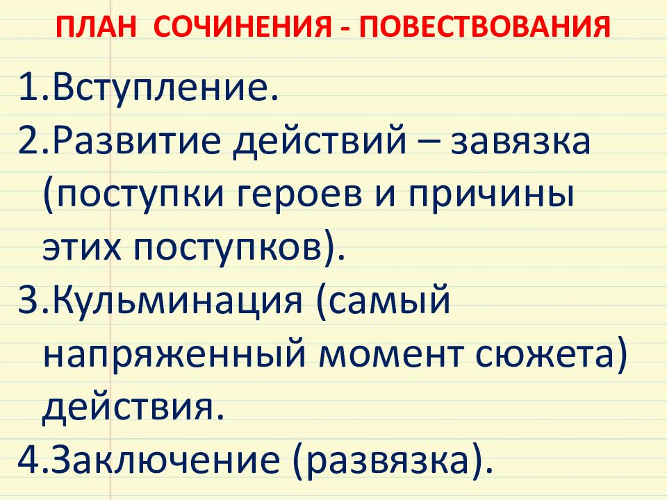 Как писать сочинение план 6 класс