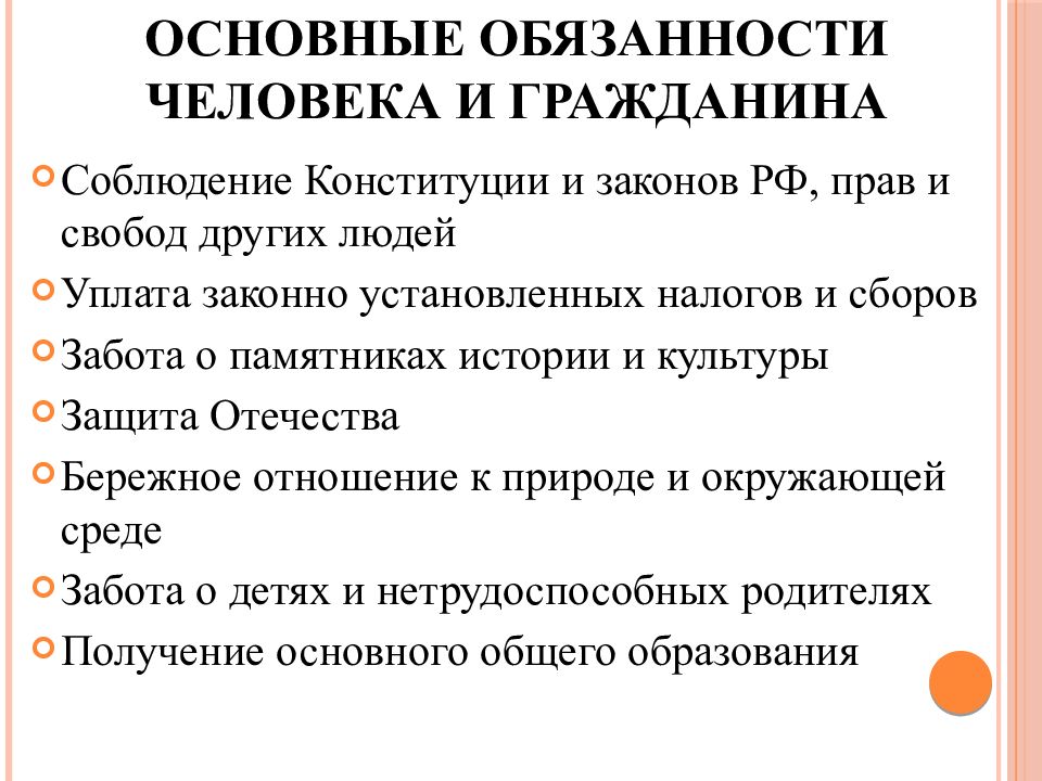 Обязанности человека презентация