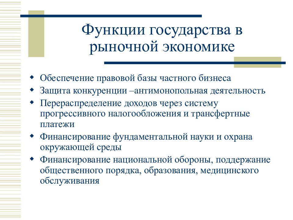 Экономические функции государства в смешанной экономике